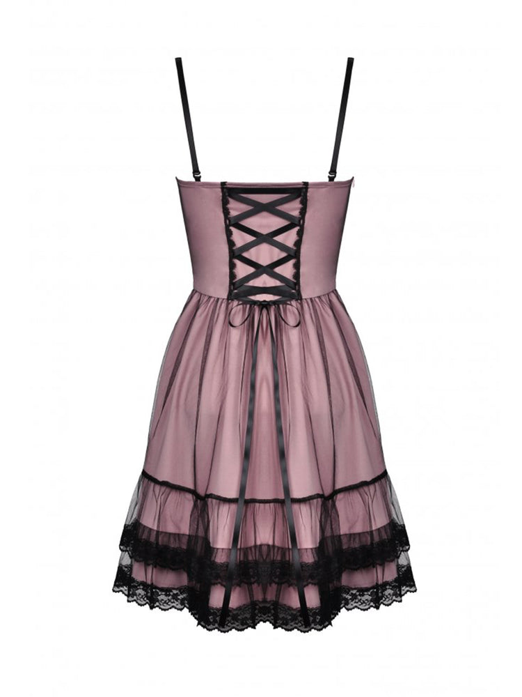 
            
                Load image into Gallery viewer, DARK IN LOVE MESH PINK DOLL DRESS DW626
            
        