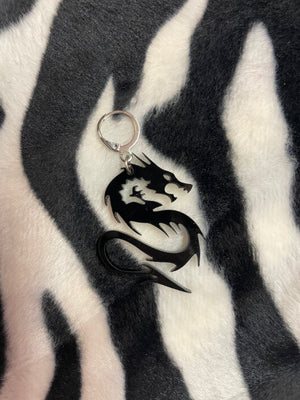 BLACK PLASTIC DRAGON EARRING