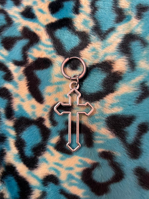 CROSS ON SMALL HOOP EARRING