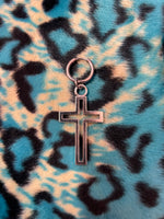 CROSS ON SMALL HOOP EARRING