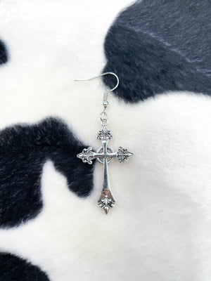 
            
                Load image into Gallery viewer, GOTHIC CROSS HOOK EARRING
            
        
