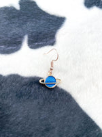 GOLD BLUE PLANET EARRING