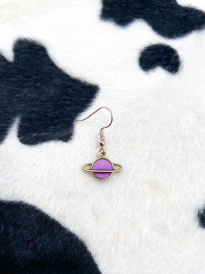 
            
                Load image into Gallery viewer, GOLD PURPLE PLANET EARRING
            
        