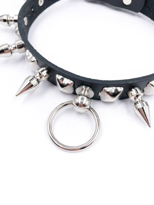 FUNK PLUS STUD CHOKER WITH SPIKES AND RING FC603