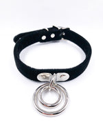 FUNK PLUS BLACK VELVET DOUBLE RING CHOKER FC264