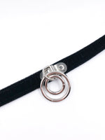 FUNK PLUS BLACK VELVET DOUBLE RING CHOKER FC264