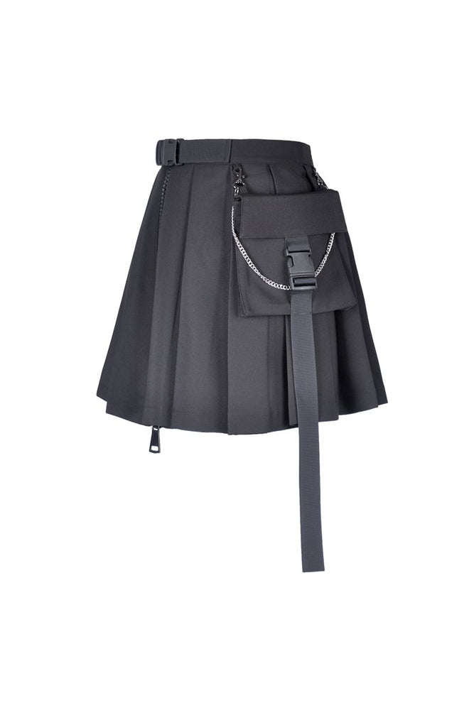 <transcy>DARK IN LOVE PLEATED SKIRT WITH BAG BLACK</transcy>