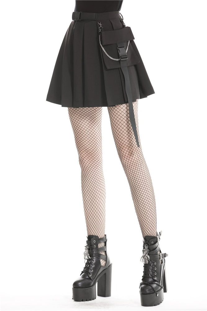 <transcy>DARK IN LOVE PLEATED SKIRT WITH BAG BLACK</transcy>