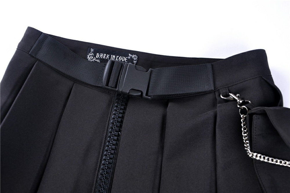 DARK IN LOVE PLEATED SKIRT WITH BAG BLACK KW152