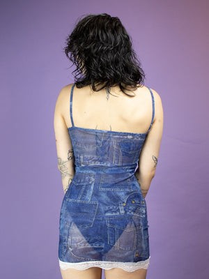 ONE BY ONE MESH JEANS DRESS
