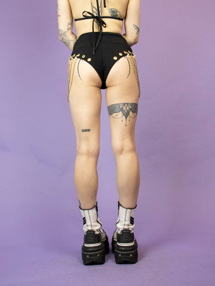 
            
                Load image into Gallery viewer, INDYANNA EYELET SHORTS GOLD
            
        