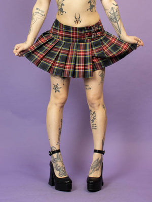 
            
                Load image into Gallery viewer, BANNED BLACK RED TARTAN SKIRT 216
            
        