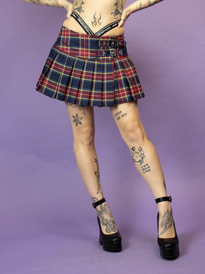 BANNED NAVY RED TARTAN SKIRT