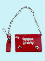 ADDICTED RED VINYL SKULL WALLET