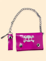 ADDICTED PINK VINYL SKULL WALLET