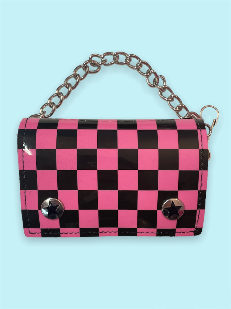 ADDICTED CHECKERED BOARD PINK WALLET