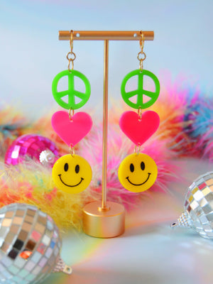 
            
                Load image into Gallery viewer, JUST REBEL PEACE, LOVE AND HAPPINESS EARRING
            
        