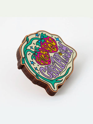PUNKY PINS FUCK YOU CAPITALISM WOODEN PIN