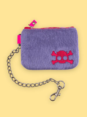 ADDICTED FLUFFY LILAC SKULL WALLET