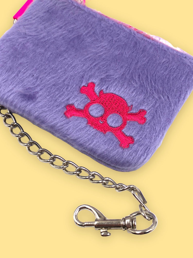 ADDICTED FLUFFY LILAC SKULL WALLET