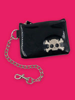 ADDICTED BLACK VINYL SILVER SKULL WALLET