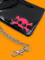 ADDICTED BLACK VINYL PINK SKULL WALLET