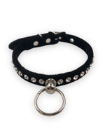 FUNK PLUS BLACK VELVET RHINESTONE CHOKER WITH RING