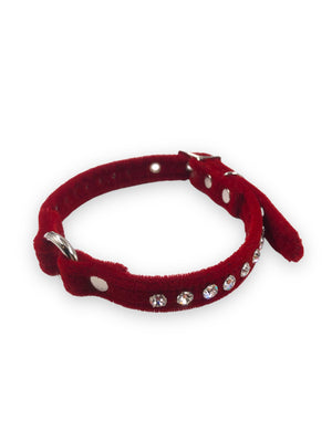 FUNK PLUS SMALL VELVET CHOKER WITH STONES RED