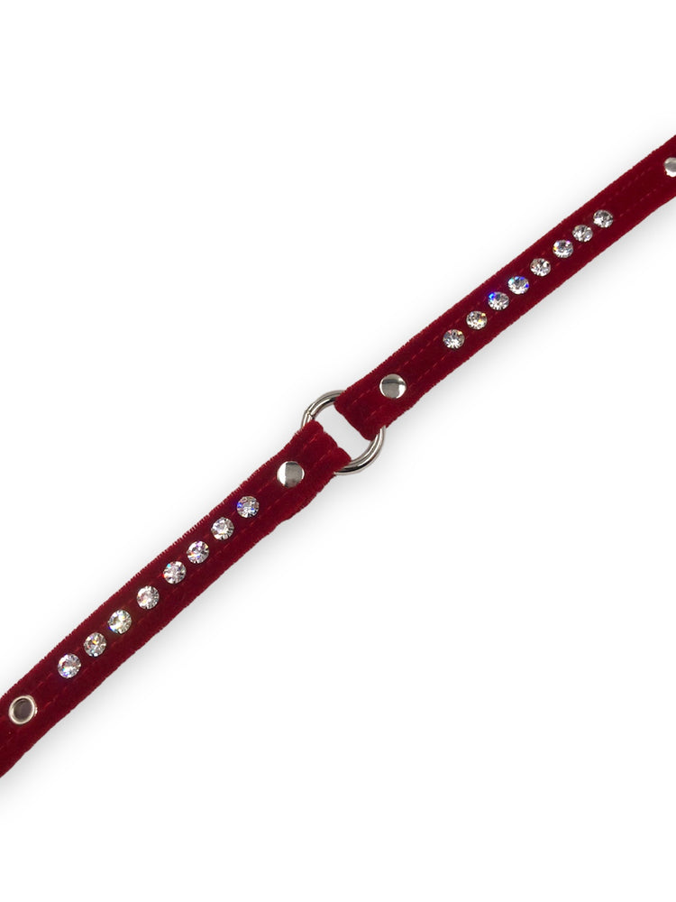 FUNK PLUS SMALL VELVET CHOKER WITH STONES RED