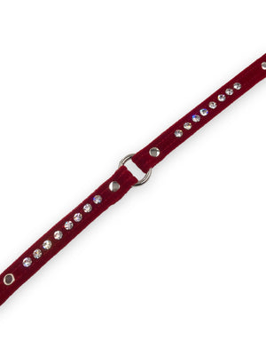 FUNK PLUS SMALL VELVET CHOKER WITH STONES RED