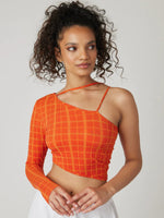 NEW GIRL ORDER SEAMLESS ASYMMETRIC CHECK TOP