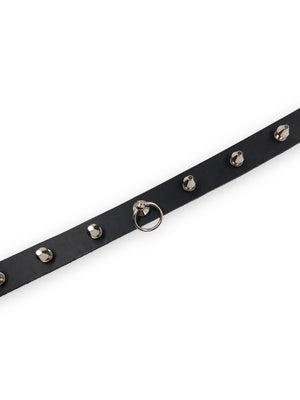 BLACK CHOKER WITH SPIKES AND MIDDLE RING