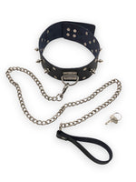 BLACK CHOKER WITH SPIKES AND CHAIN LEASH