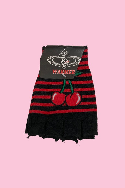 
            
                Load image into Gallery viewer, CHERRY STRIPE FINGERLESS GLOVES
            
        