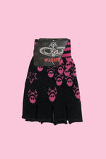 PINK SKULLS FINGERLESS GLOVES