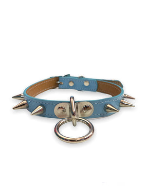 FUNK PLUS BLUE RING AND SPIKES CHOKER STITCHED