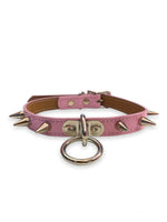 FUNK PLUS PINK RING AND SPIKES CHOKER STITCHED CK173