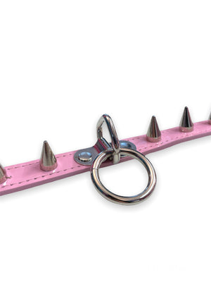 
            
                Load image into Gallery viewer, FUNK PLUS PINK RING AND SPIKES CHOKER STITCHED CK173
            
        