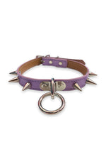 FUNK PLUS LILAC RING AND SPIKES CHOKER STITCHED CK173