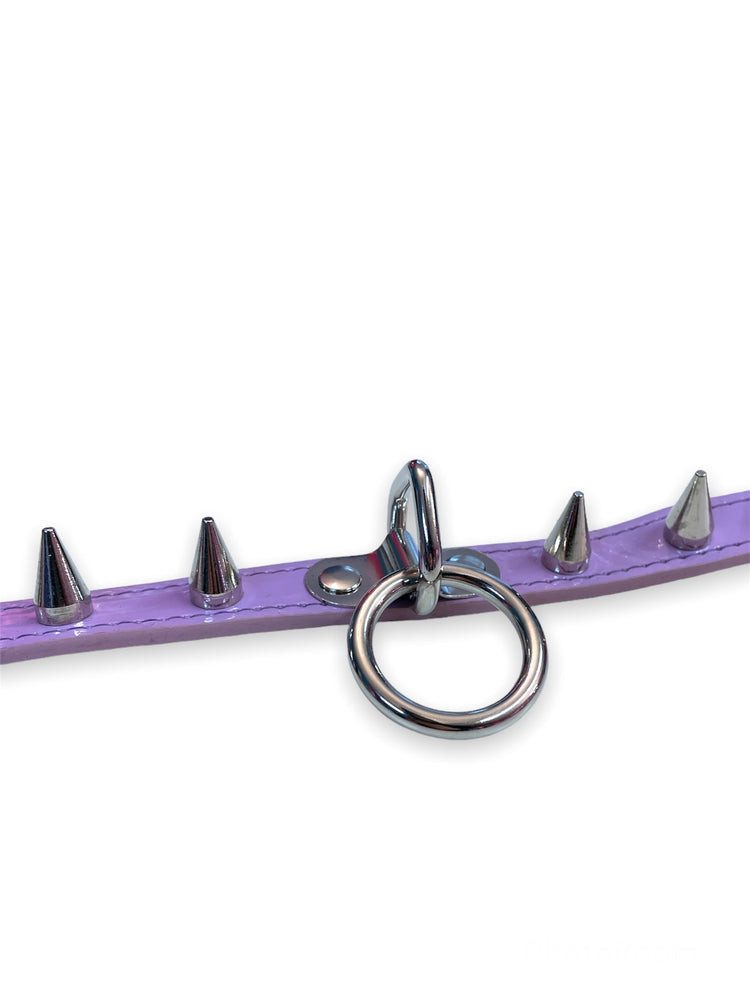 FUNK PLUS LILAC RING AND SPIKES CHOKER STITCHED CK173