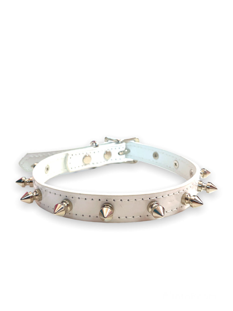 FUNK PLUS WHITE SPIKE CHOKER STITCHED CK134