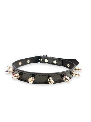 FUNK PLUS BLACK SPIKE CHOKER STITCHED CK134