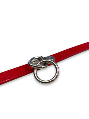 FUNK PLUS RED SHINY CHOKER WITH RING STITCHED
