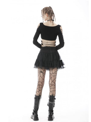 <transcy>DARK IN LOVE ASYMMETRISCHER PLISSIERTER REISSVERSCHLUSSROCK</transcy>