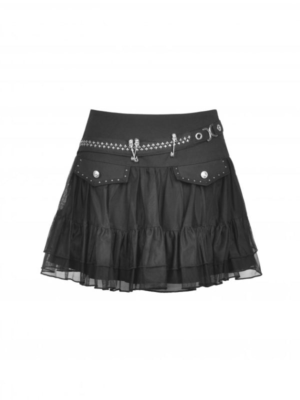 <transcy>DARK IN LOVE ASYMMETRISCHER PLISSIERTER REISSVERSCHLUSSROCK</transcy>