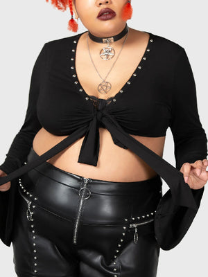 
            
                Load image into Gallery viewer, KILLSTAR ELEGY FRONT TIE TOP PLUS SIZE
            
        