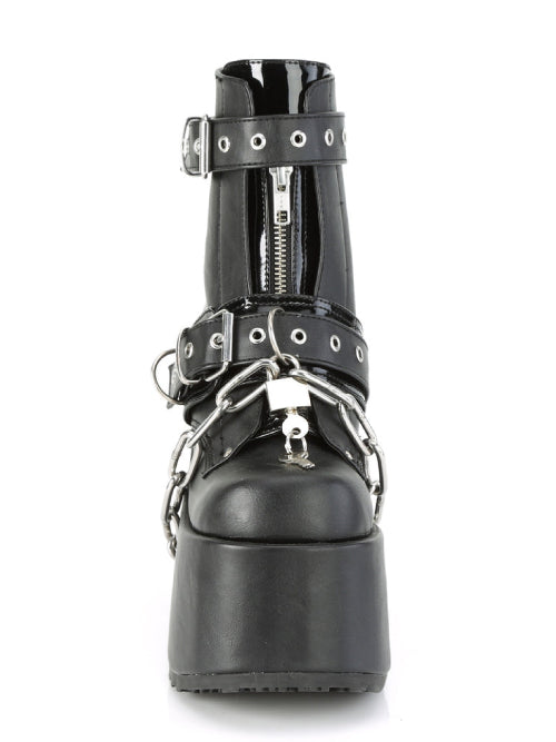 DEMONIACULT CAMEL-205 BLACK VEGAN LEATHER