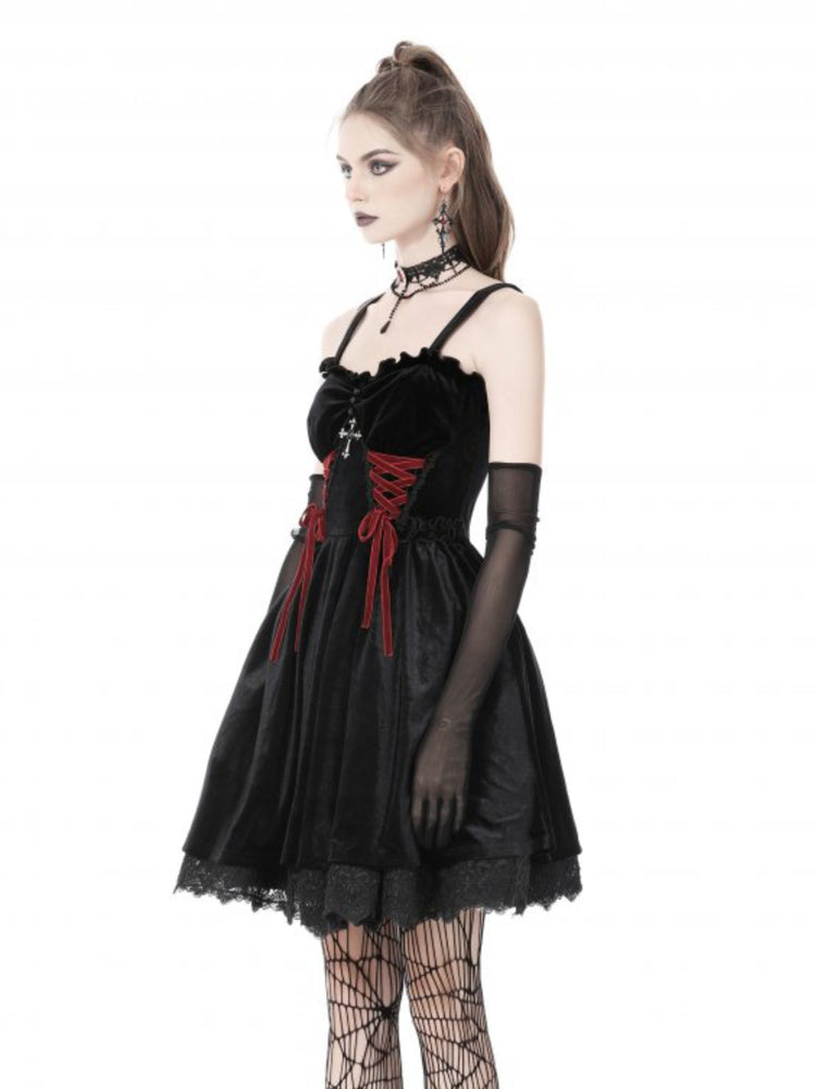 DARK IN LOVE BELL BLOODY LACE UP DRESS DW760