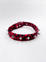 FUNK PLUS RED LEOPARD SPIKE CHOKER CK134