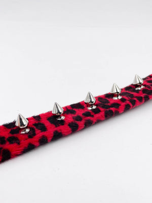 FUNK PLUS RED LEOPARD SPIKE CHOKER CK134